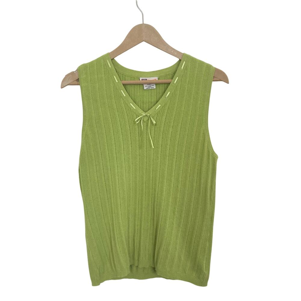Faded Glory Y2K Chartreuse Green Knit Sleeveless Top